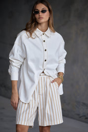 HARVEY Shorts Beige Stripe