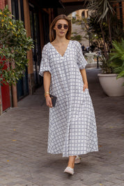 ROMI Maxi Dress White/Navy