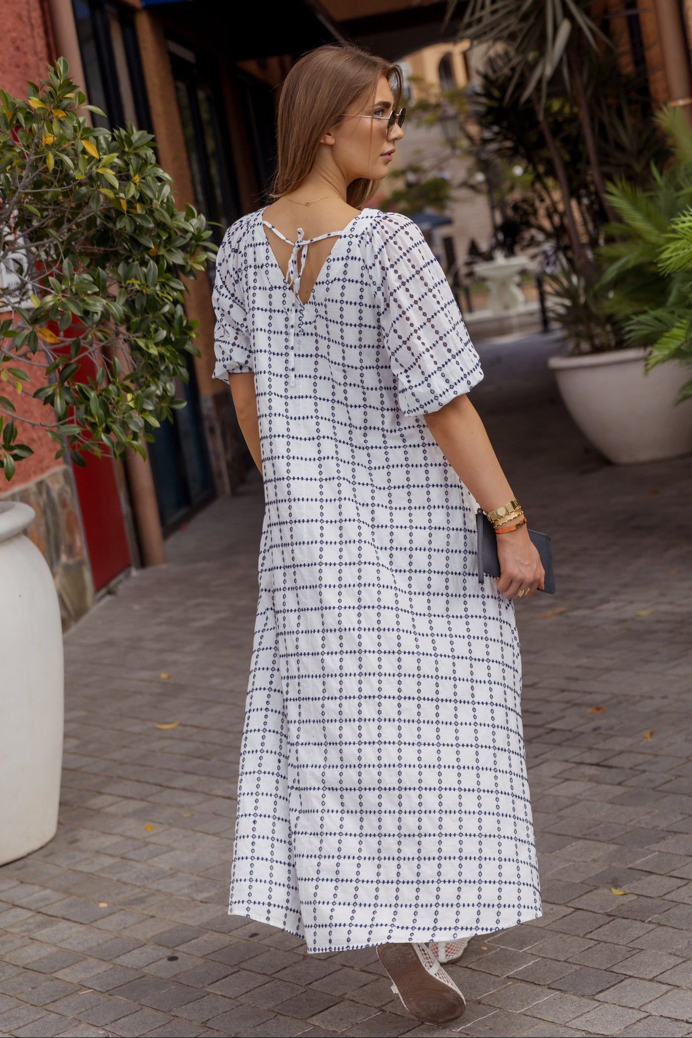ROMI Maxi Dress White/Navy