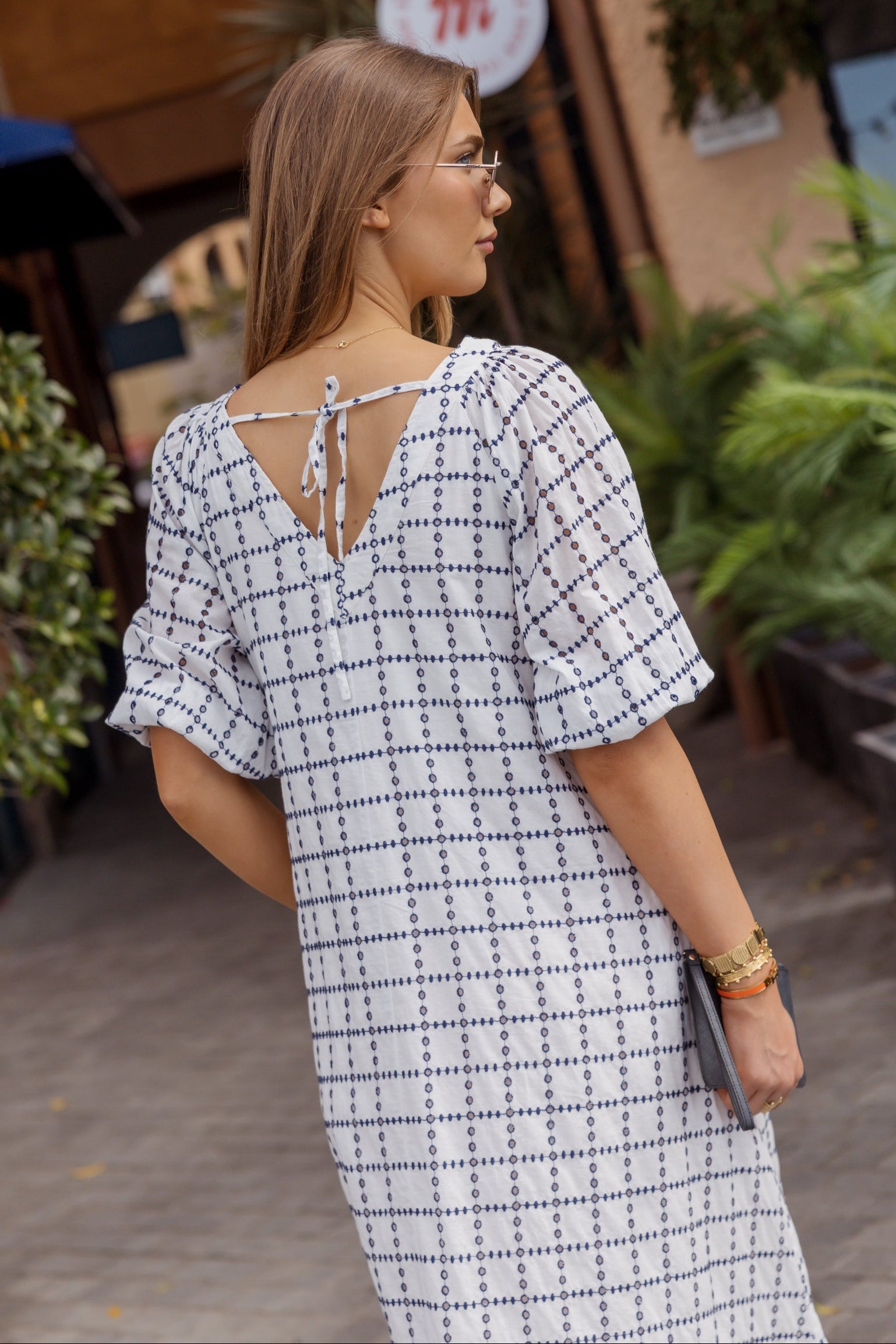 ROMI Maxi Dress White/Navy