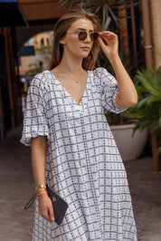 ROMI Maxi Dress White/Navy
