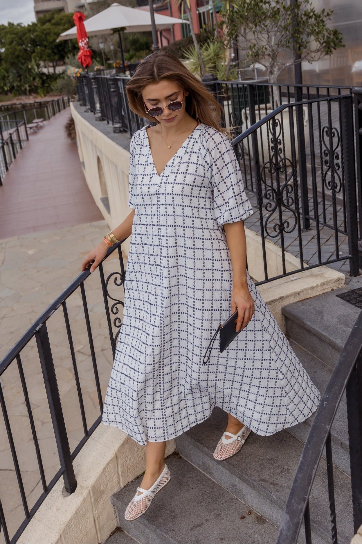 ROMI Maxi Dress White/Navy