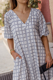 ROMI Maxi Dress White/Navy