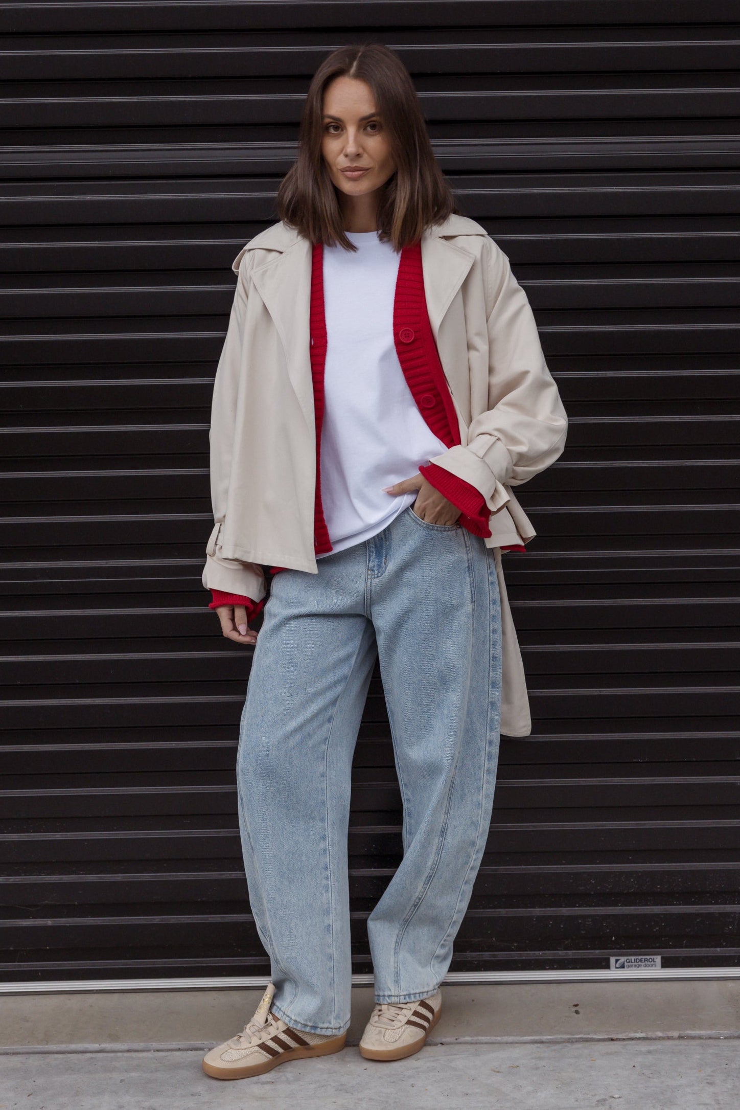 SOREN Soft Cropped Trench Light Stone