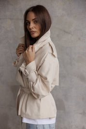 SOREN Soft Cropped Trench Light Stone