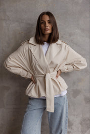SOREN Soft Cropped Trench Light Stone
