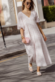 ROMI Maxi Dress White/Pink