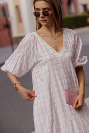 ROMI Maxi Dress White/Pink