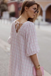 ROMI Maxi Dress White/Pink