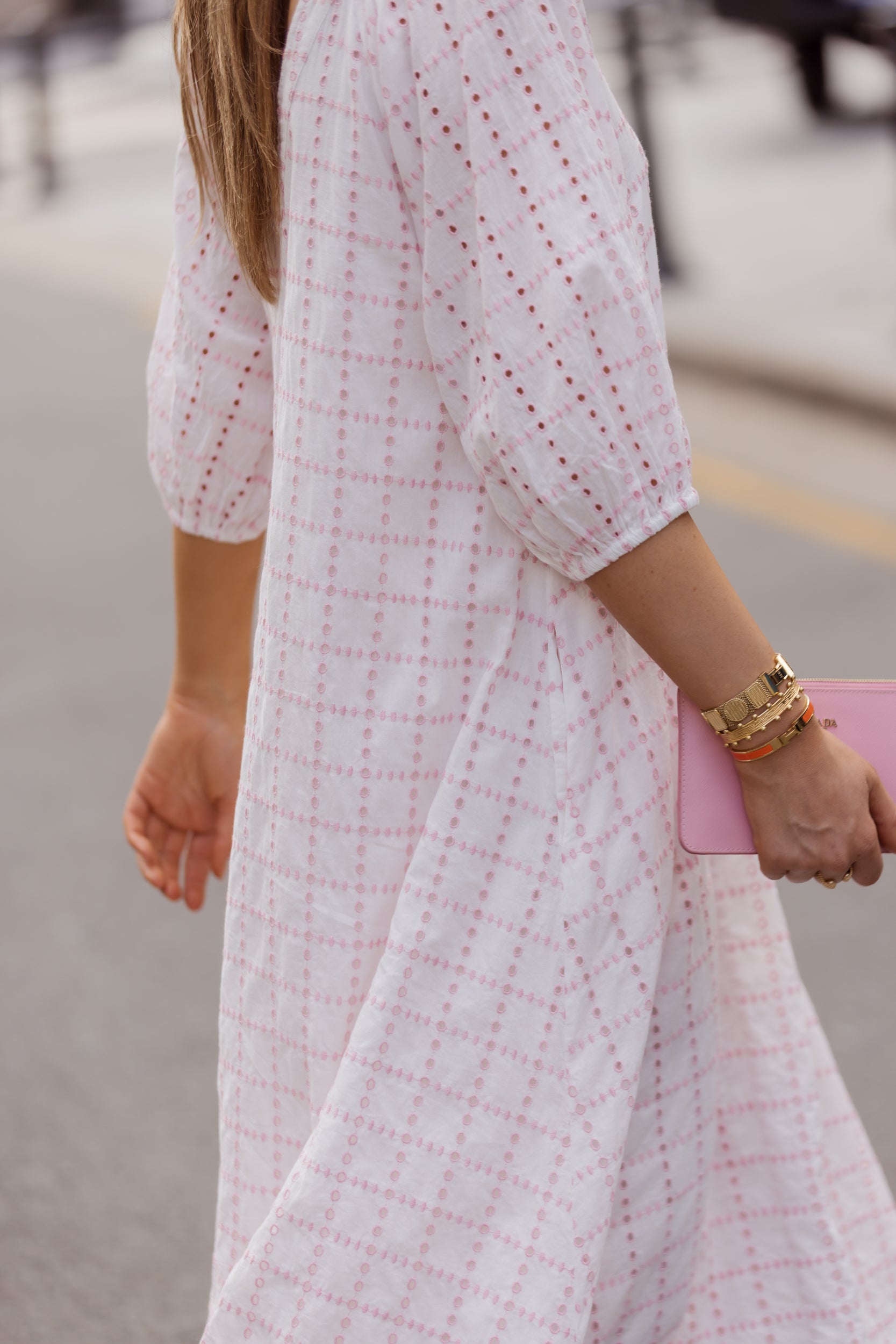 ROMI Maxi Dress White/Pink