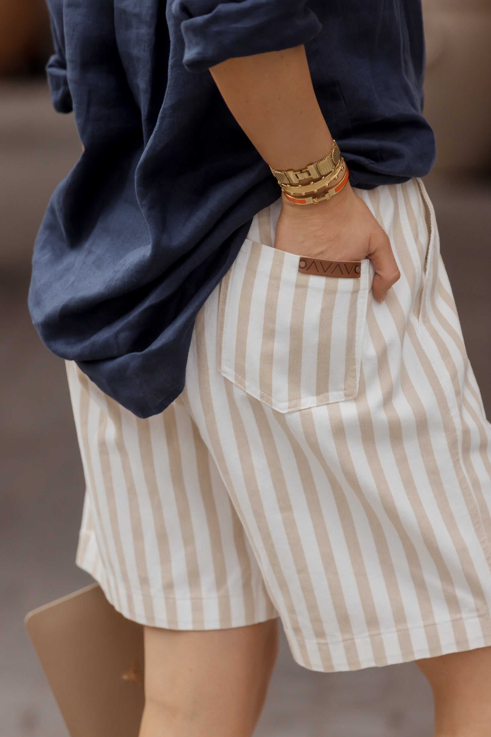 HARVEY Shorts Beige Stripe