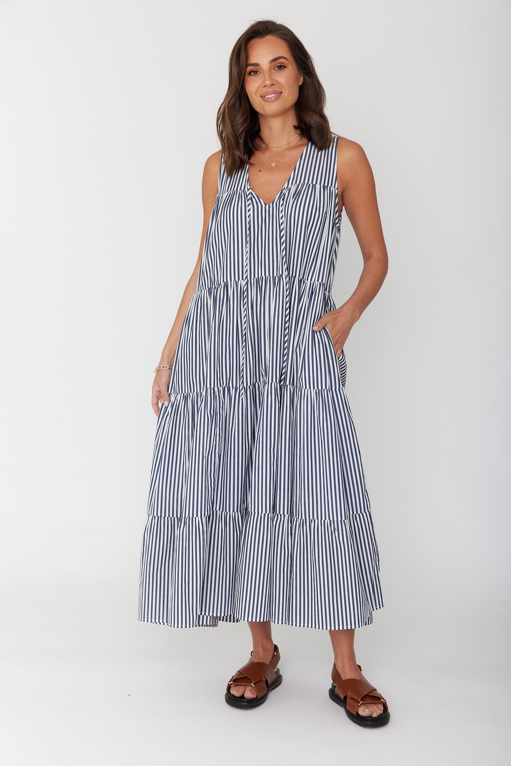 ELLE Dress Navy Stripe