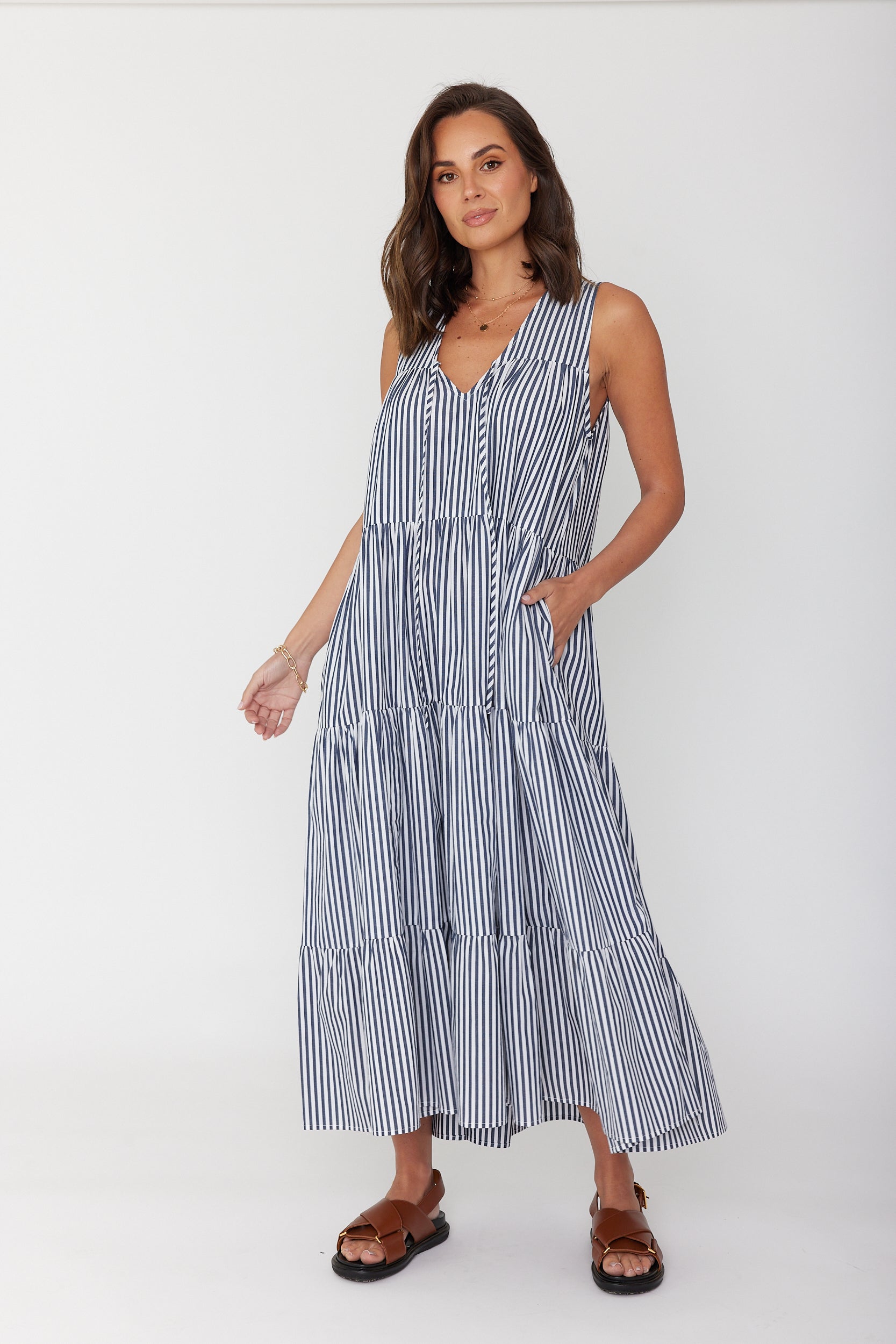 ELLE Dress Navy Stripe