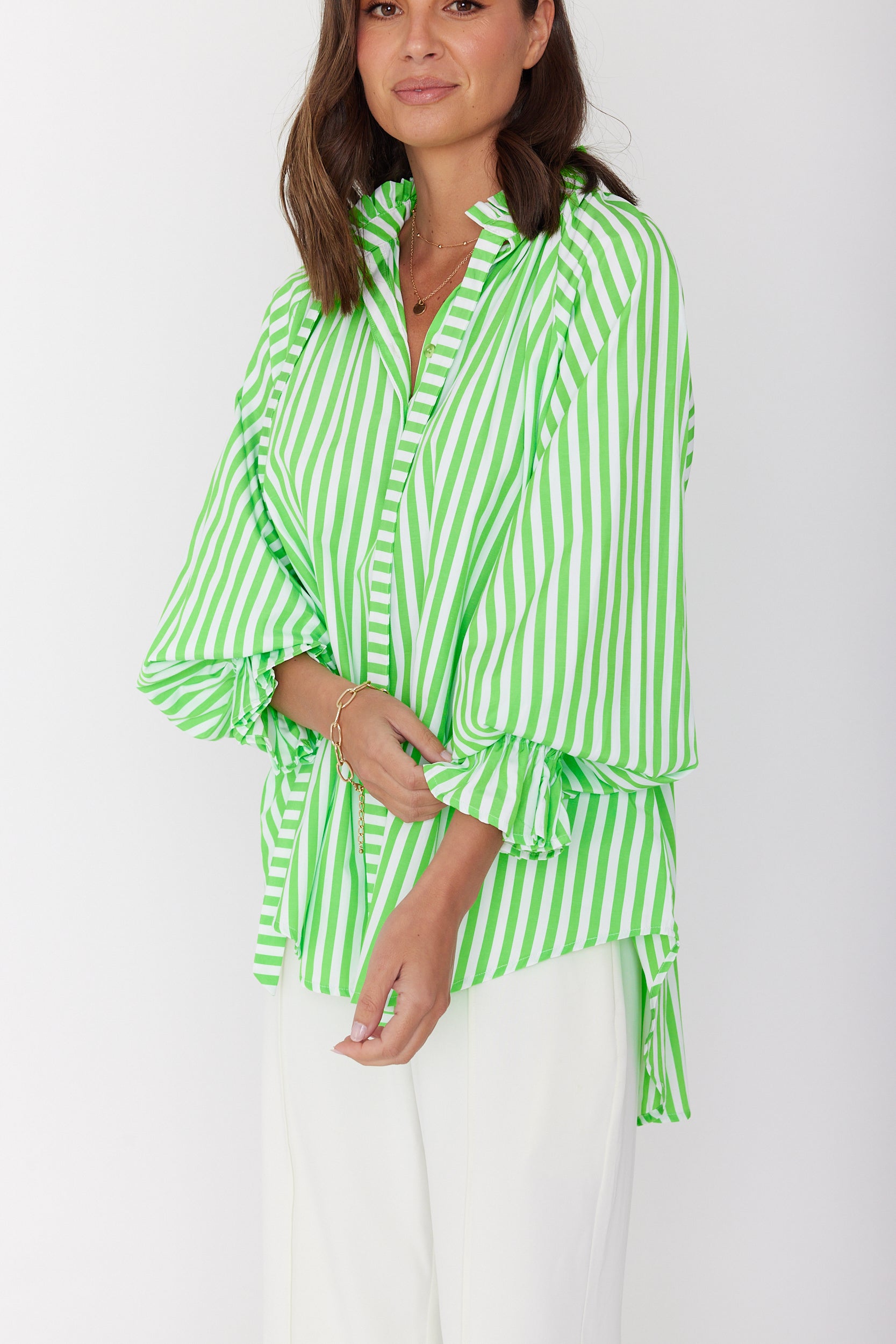DANILL Blouse Lime Stripe