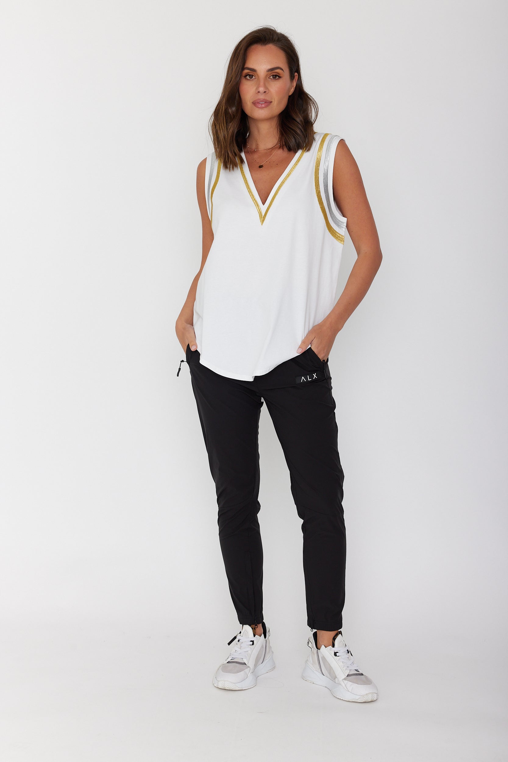 JOBAK Singlet White & Metallic