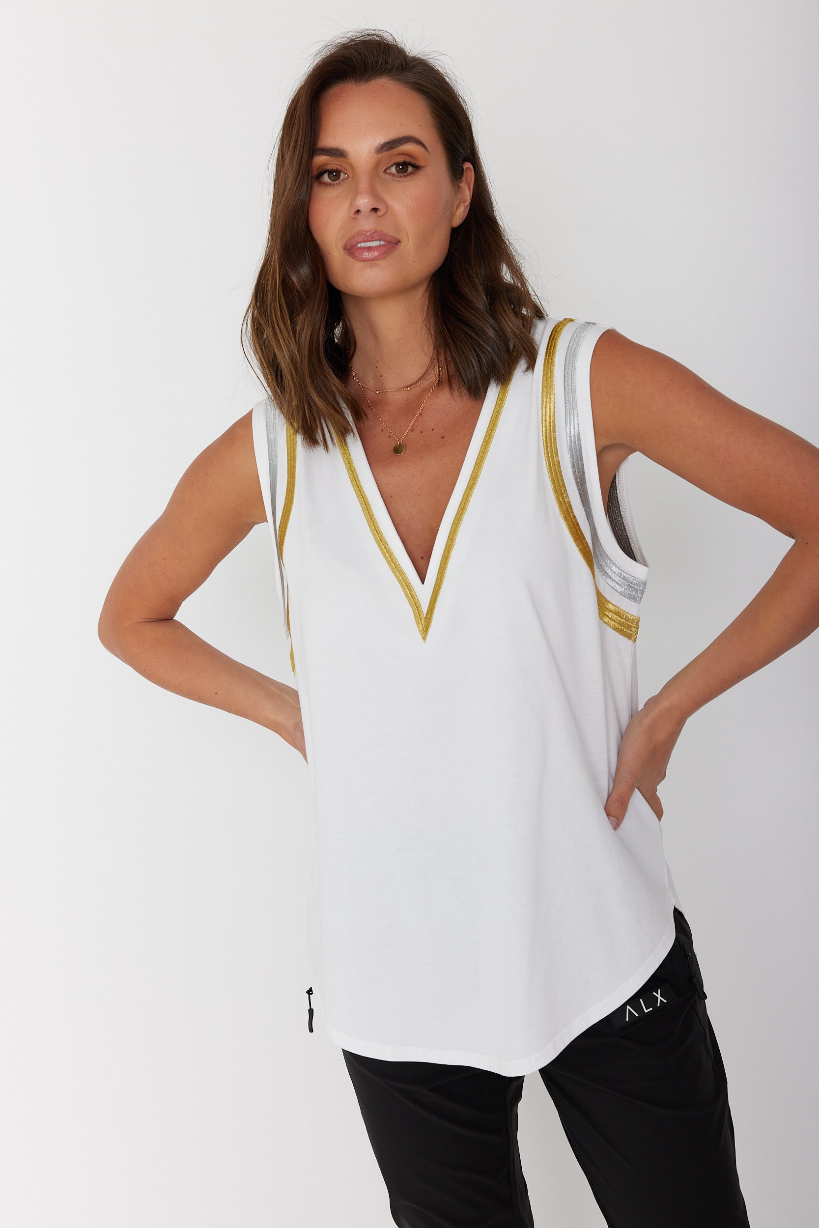 JOBAK Singlet White & Metallic