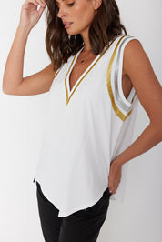 JOBAK Singlet White & Metallic