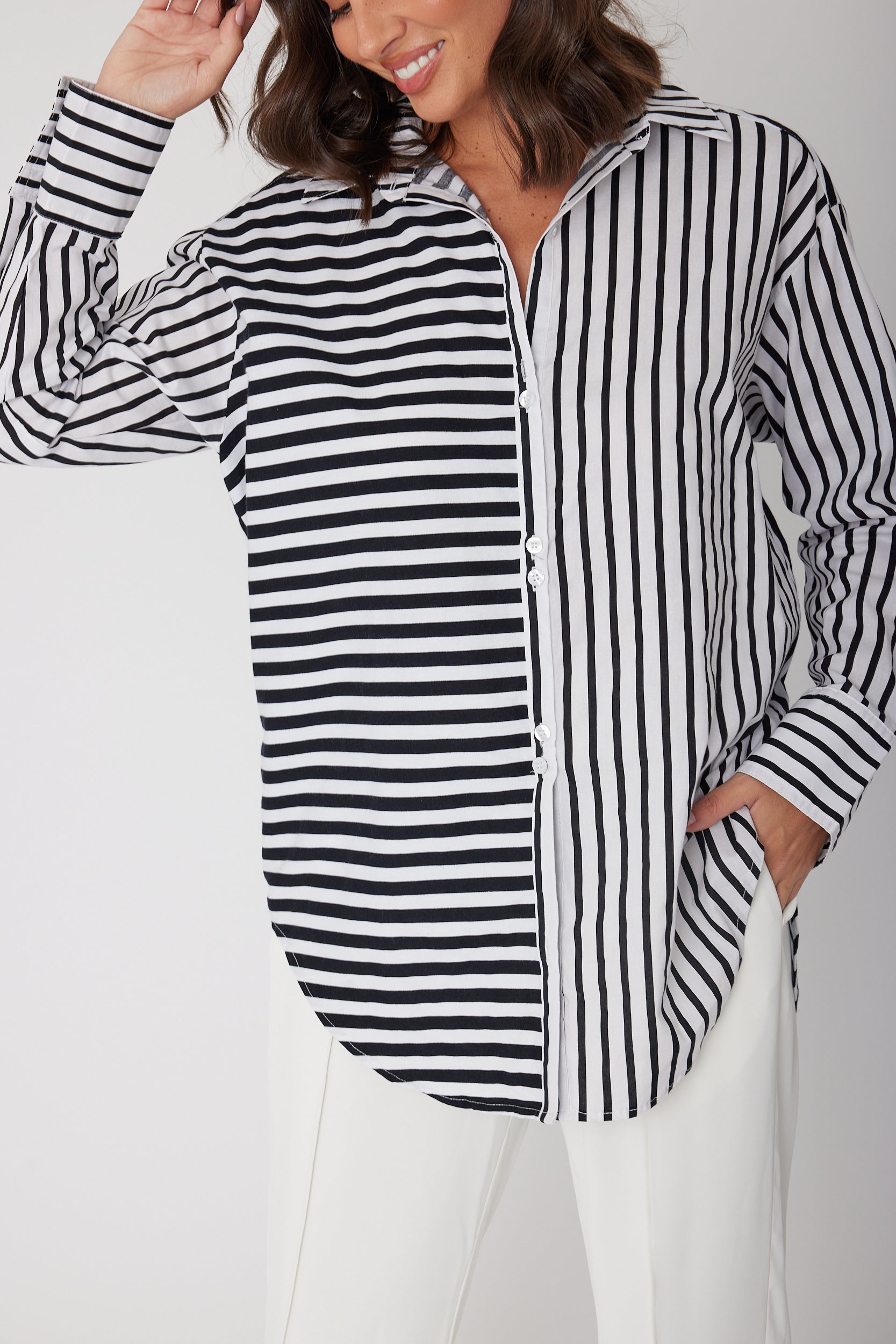 AUSTIN Shirt Mixed Stripe Black