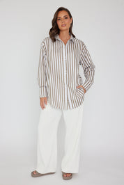 AUSTIN Shirt Taupe Stripe