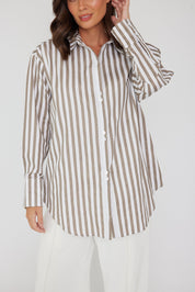 AUSTIN Shirt Taupe Stripe