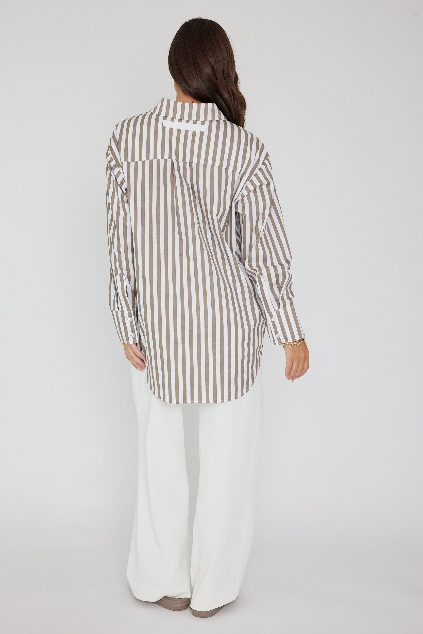 AUSTIN Shirt Taupe Stripe