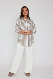 AUSTIN Shirt Taupe Stripe
