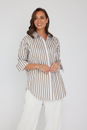AUSTIN Shirt Taupe Stripe