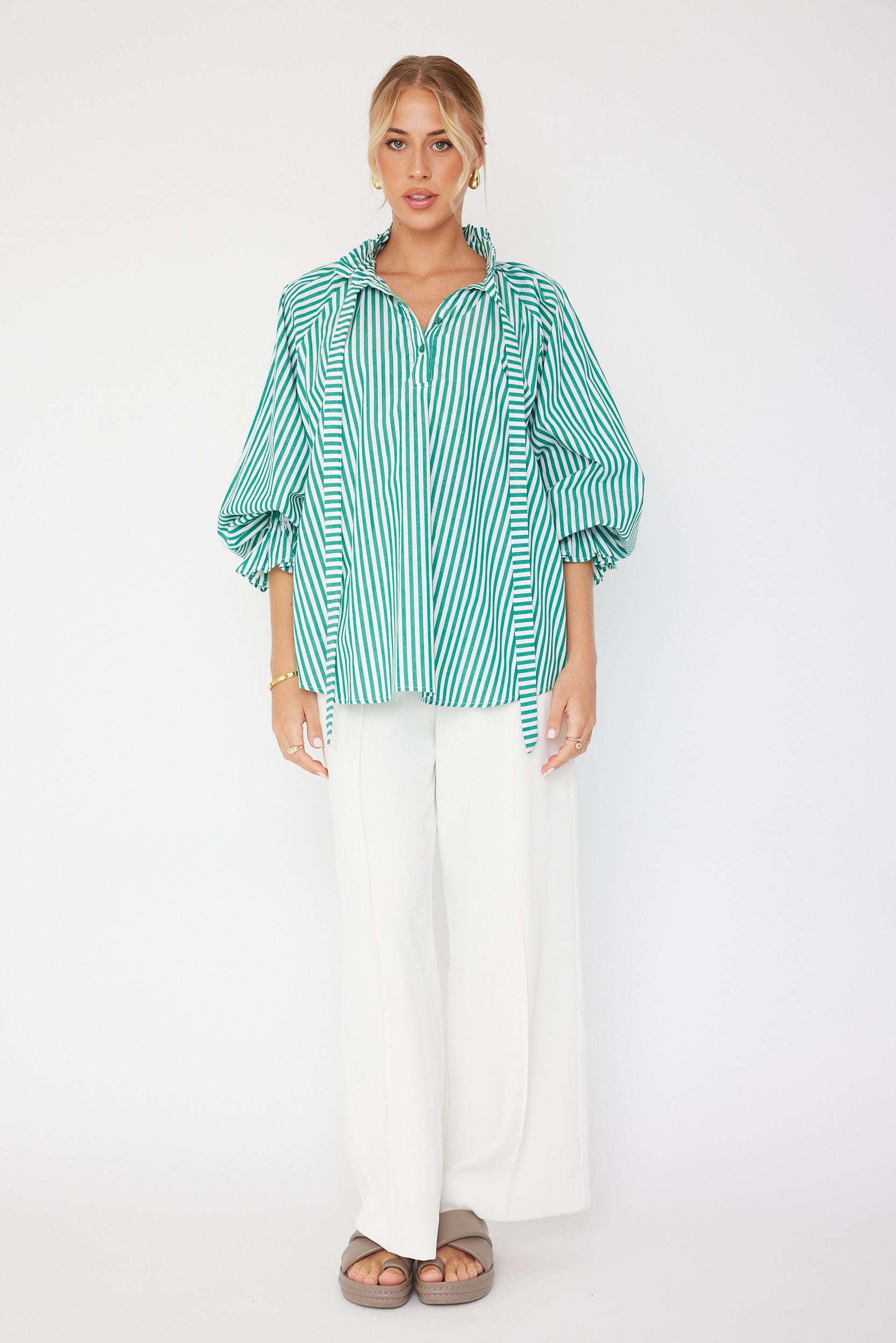 DANILL Blouse Green Stripe