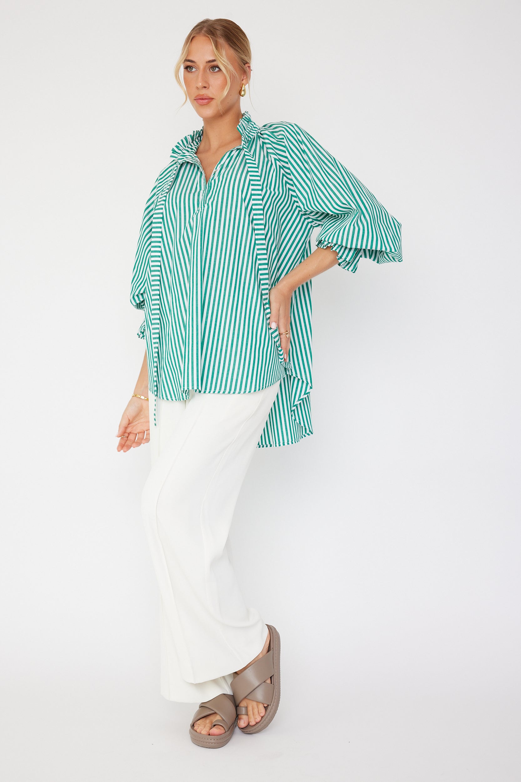 DANILL Blouse Green Stripe
