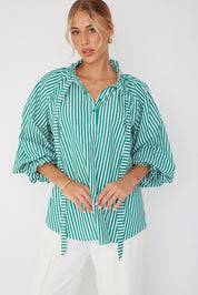 DANILL Blouse Green Stripe