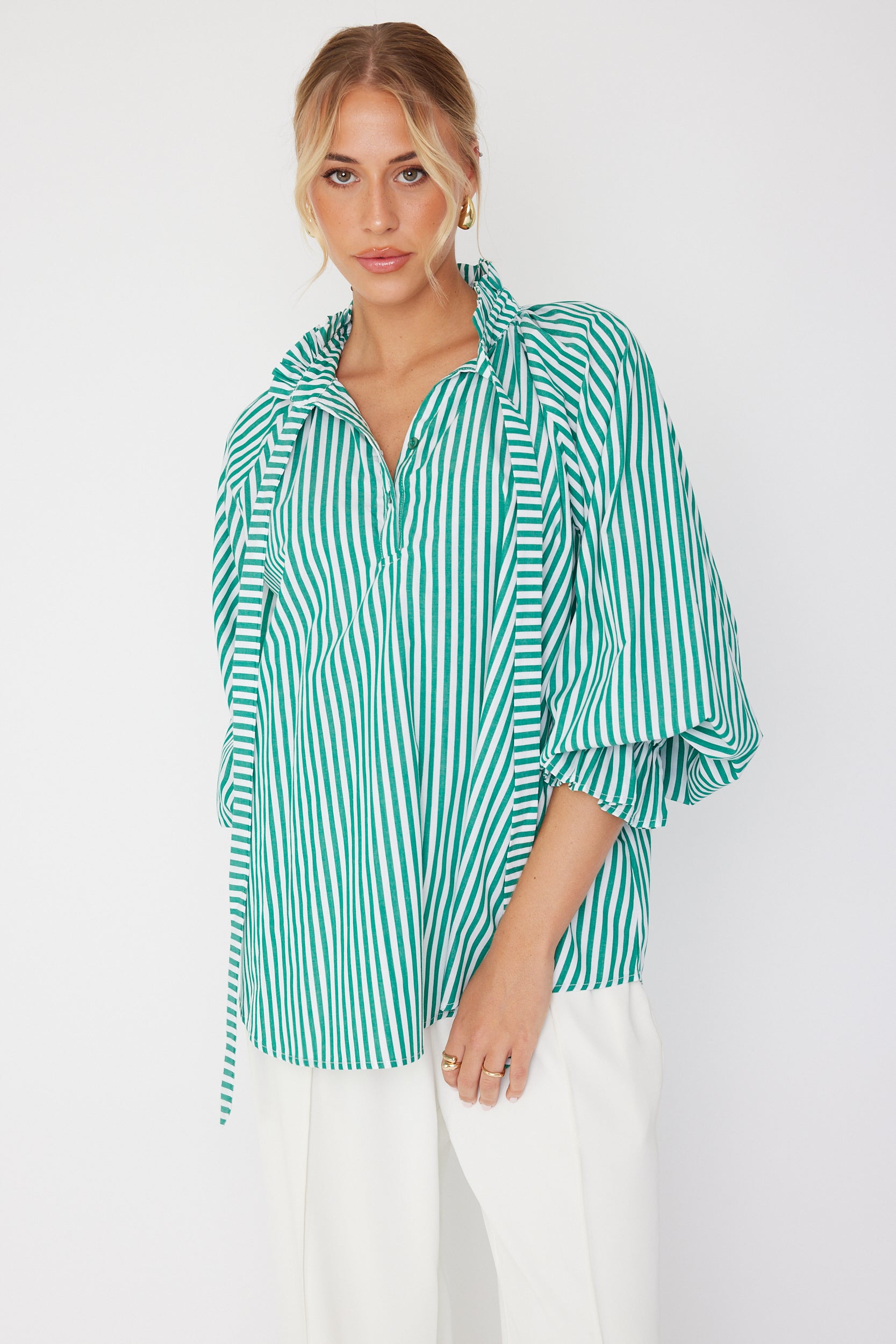 DANILL Blouse Green Stripe