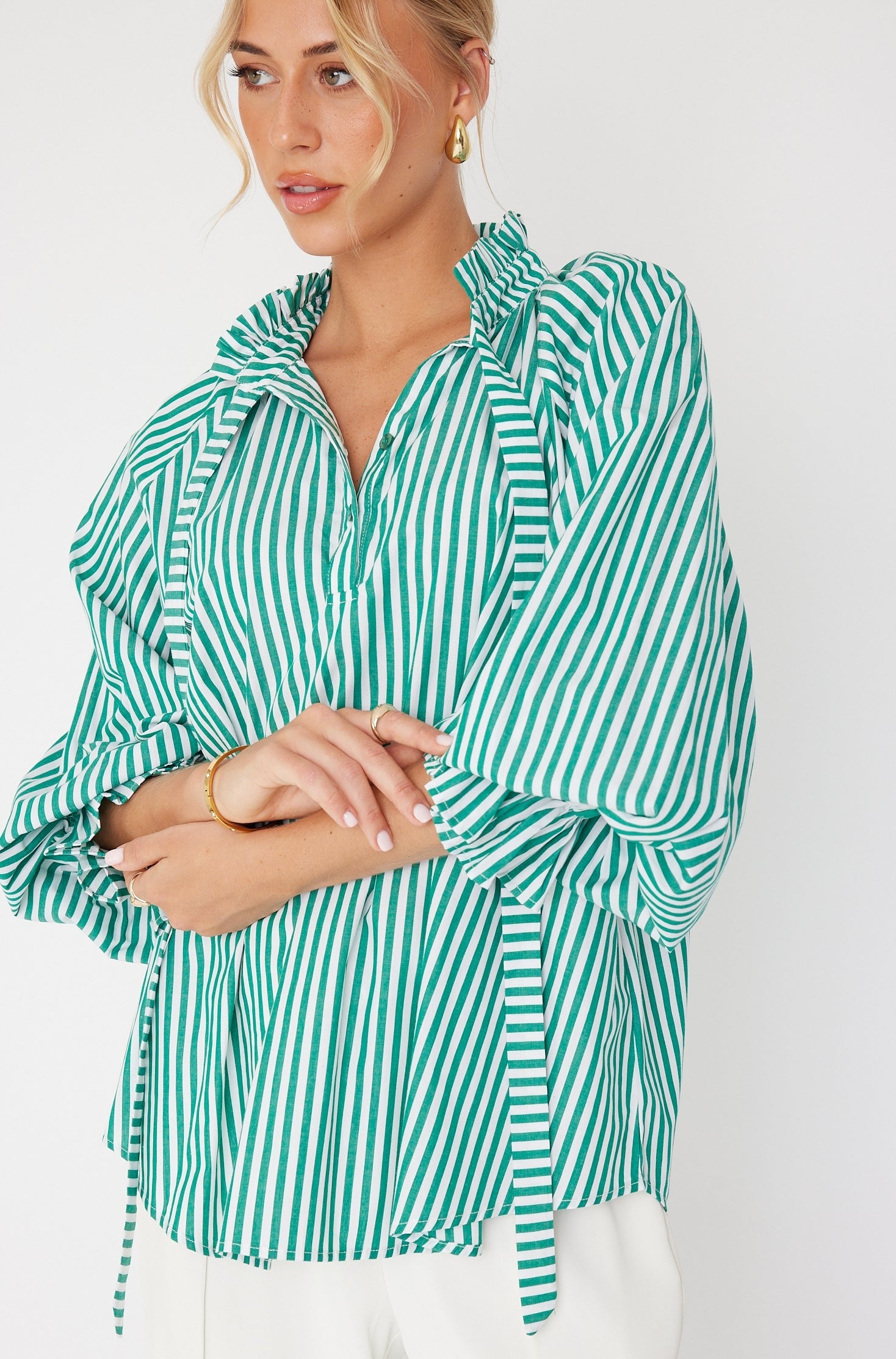 DANILL Blouse Green Stripe