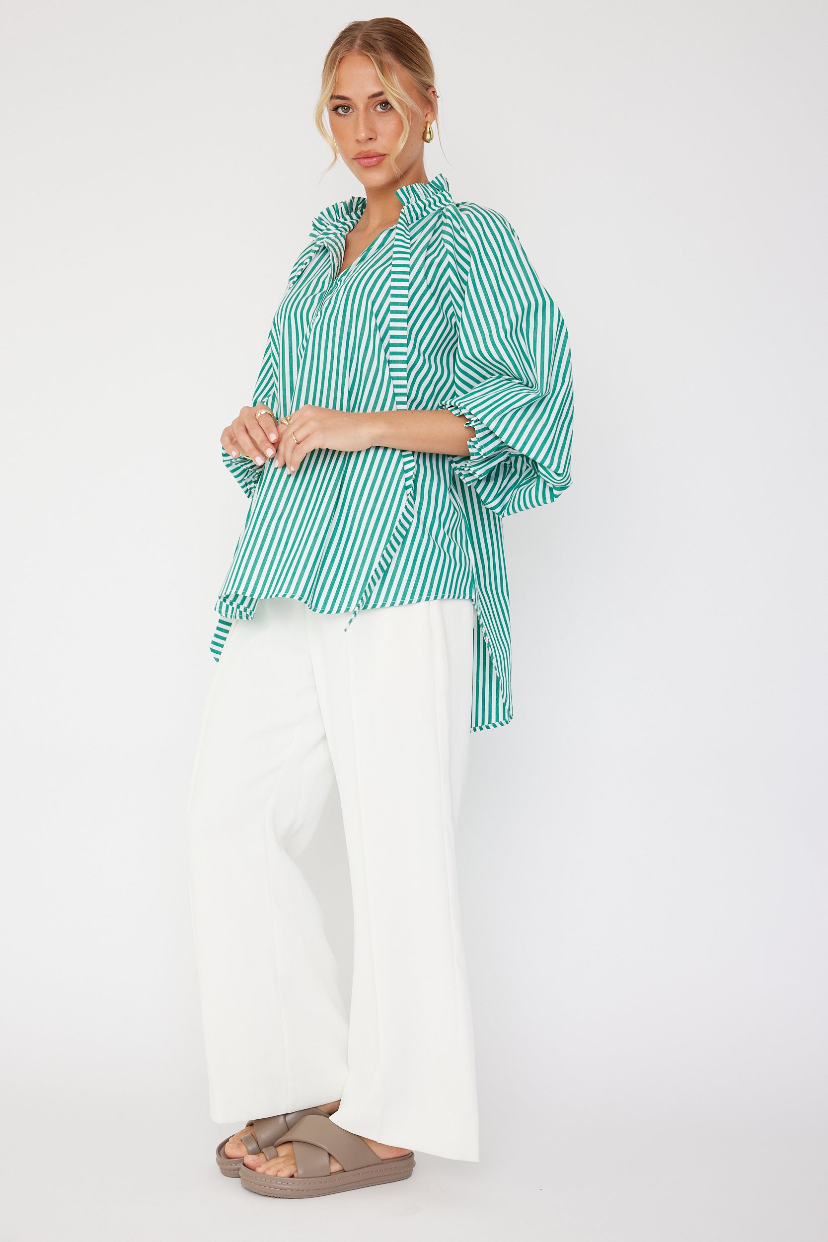 DANILL Blouse Green Stripe