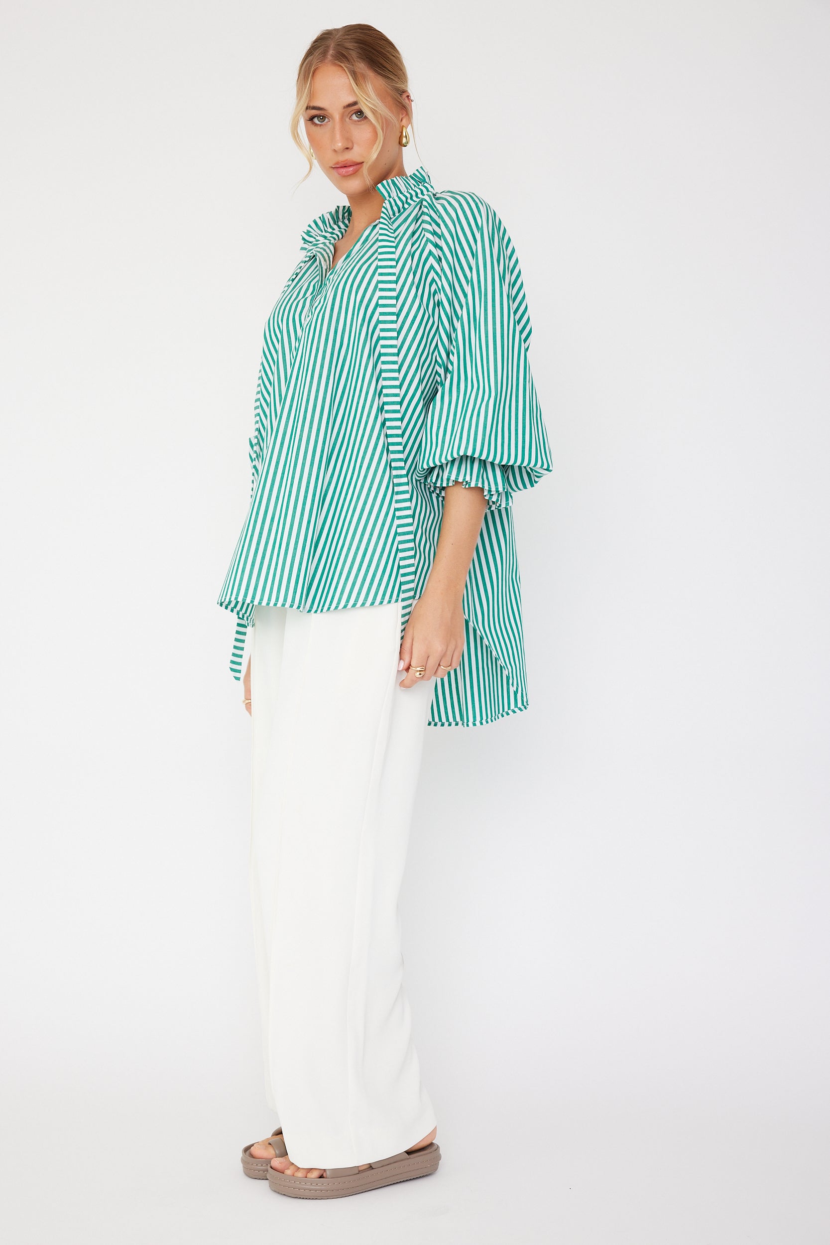 DANILL Blouse Green Stripe