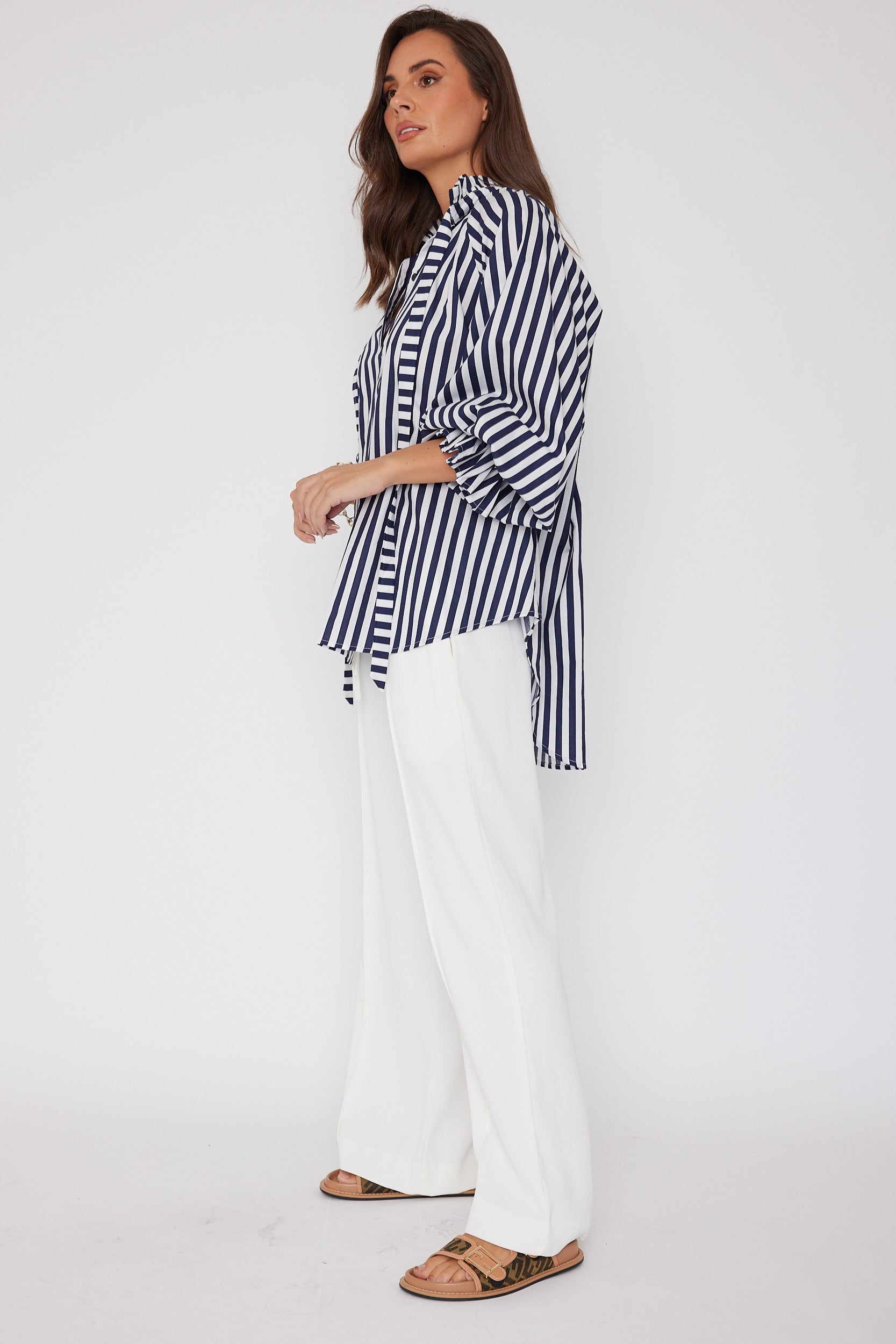 DANILL Blouse Navy Thick Stripe