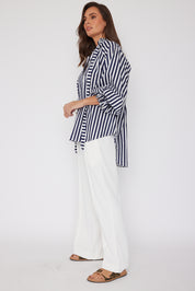 DANILL Blouse Navy Thick Stripe