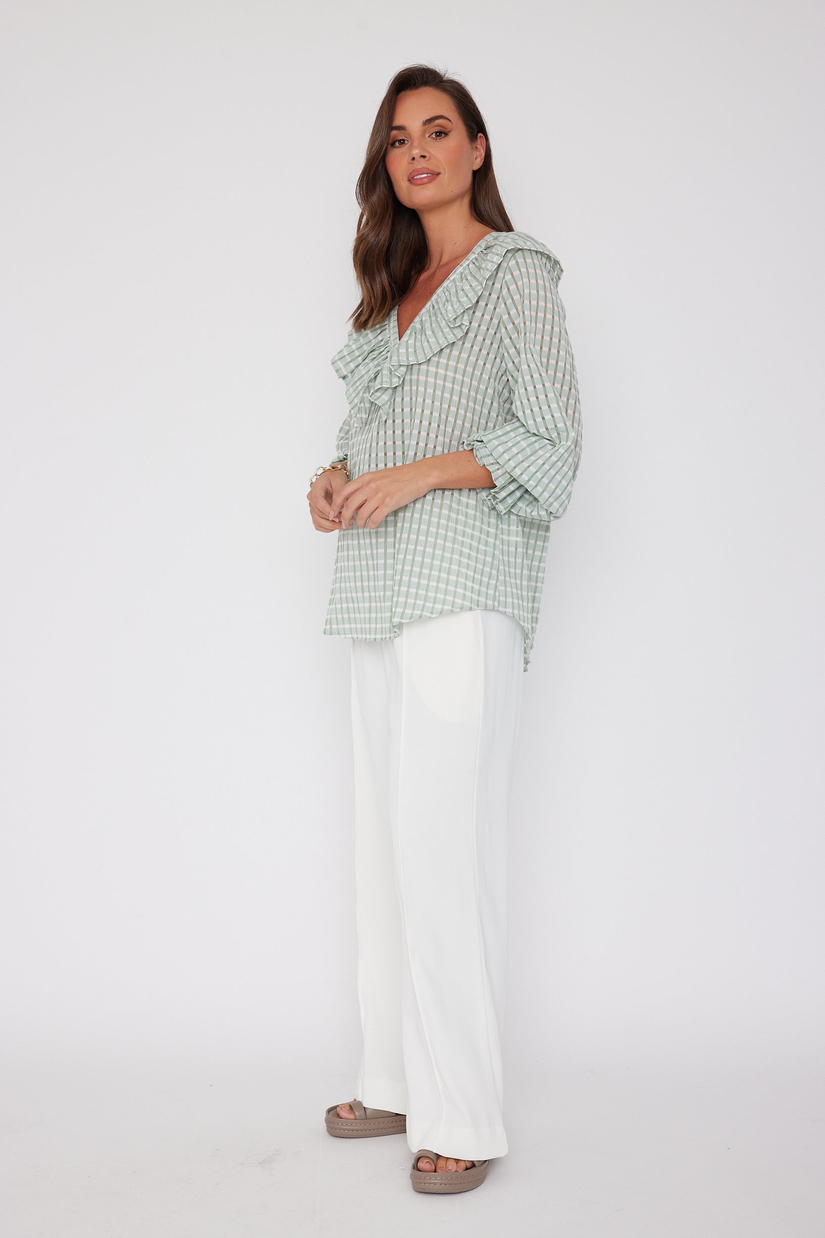 BILLY Blouse Chequer Sage