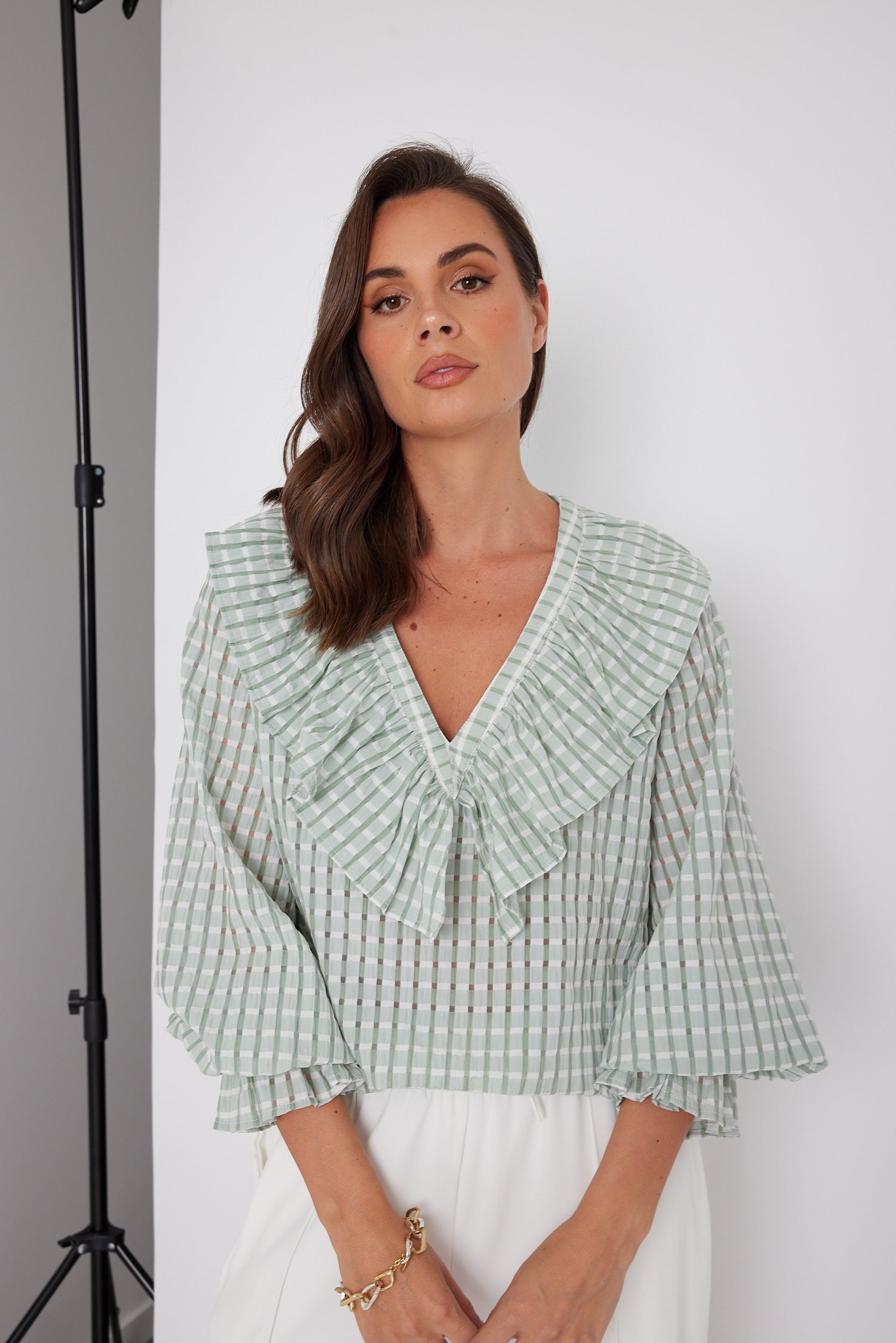 BILLY Blouse Chequer Sage