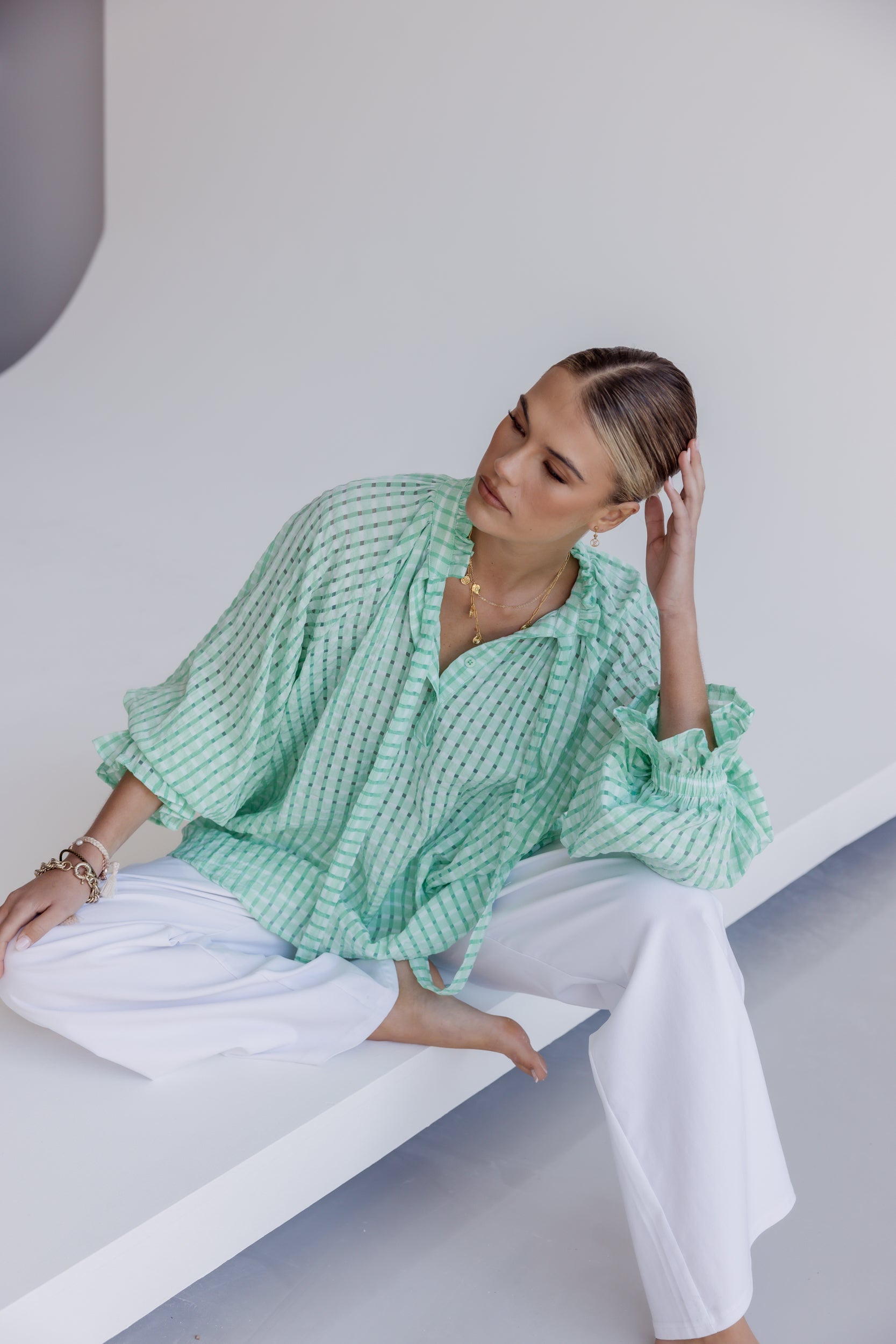 DANILL Blouse Chequer Green