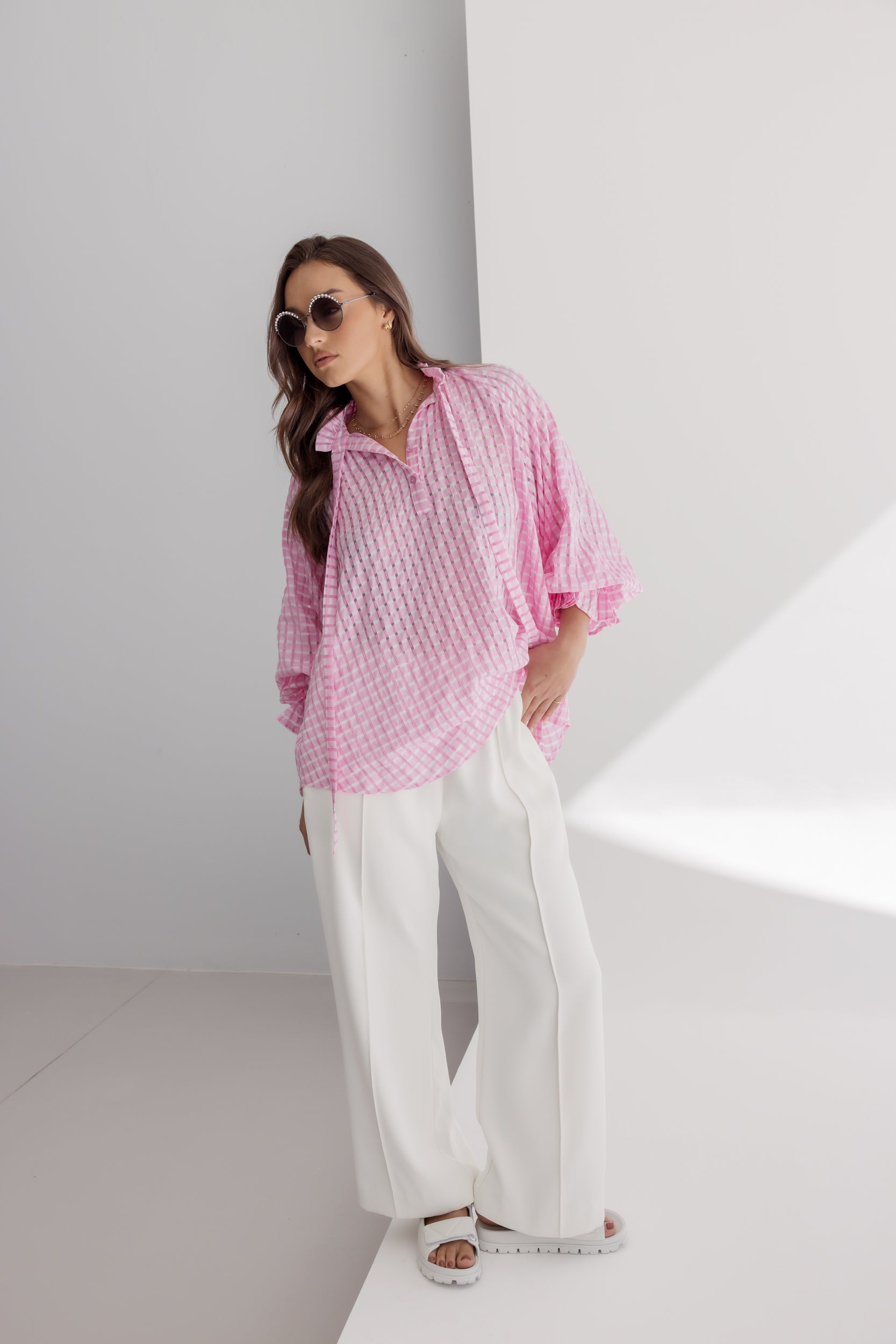 DANILL Blouse Chequer Pink