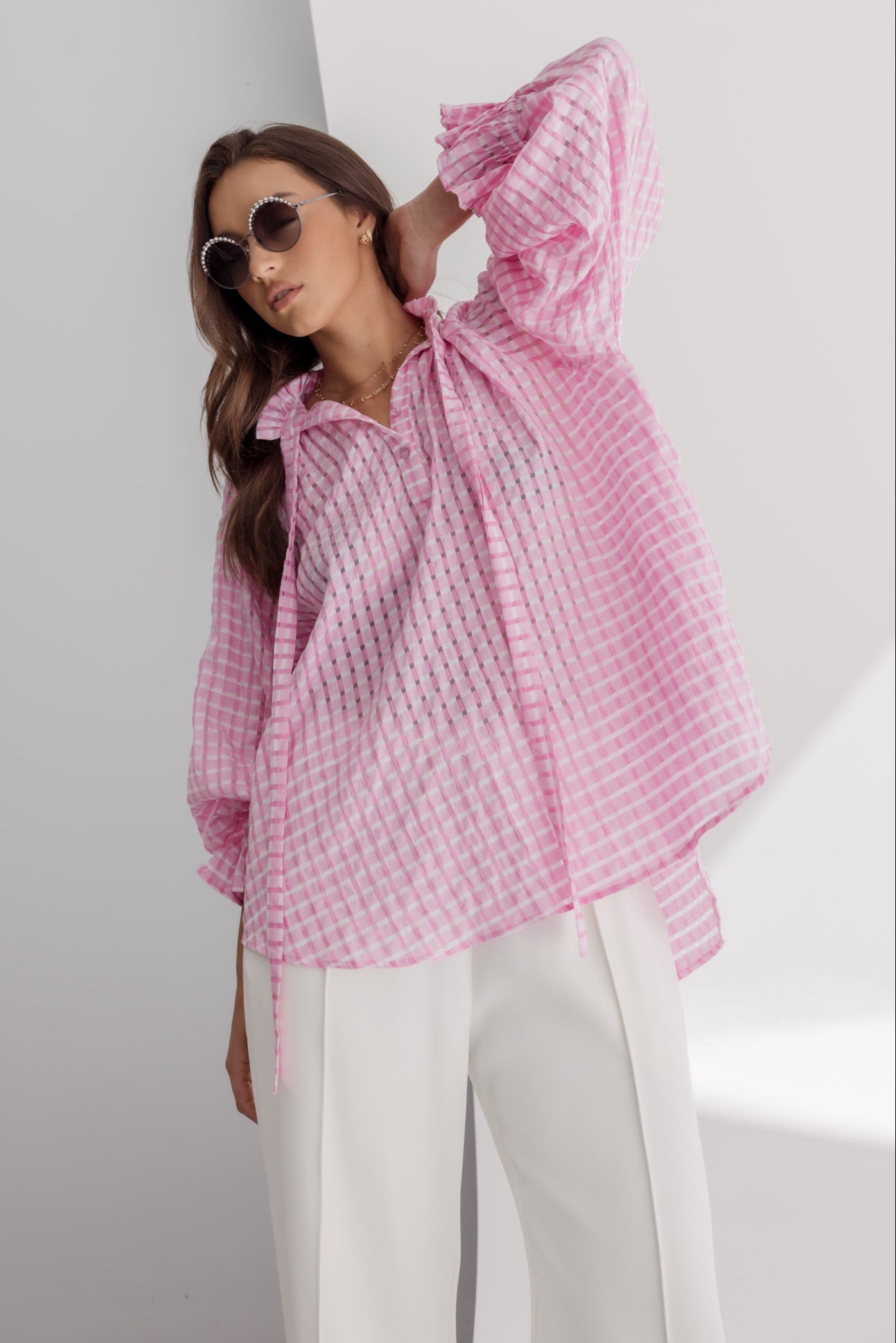 DANILL Blouse Chequer Pink