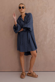 LYCIUM Dress Navy Chequer