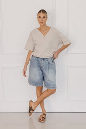 NIX V-Neck T-Shirt Stone
