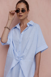 SANTAFAI Dress Blue Stripe