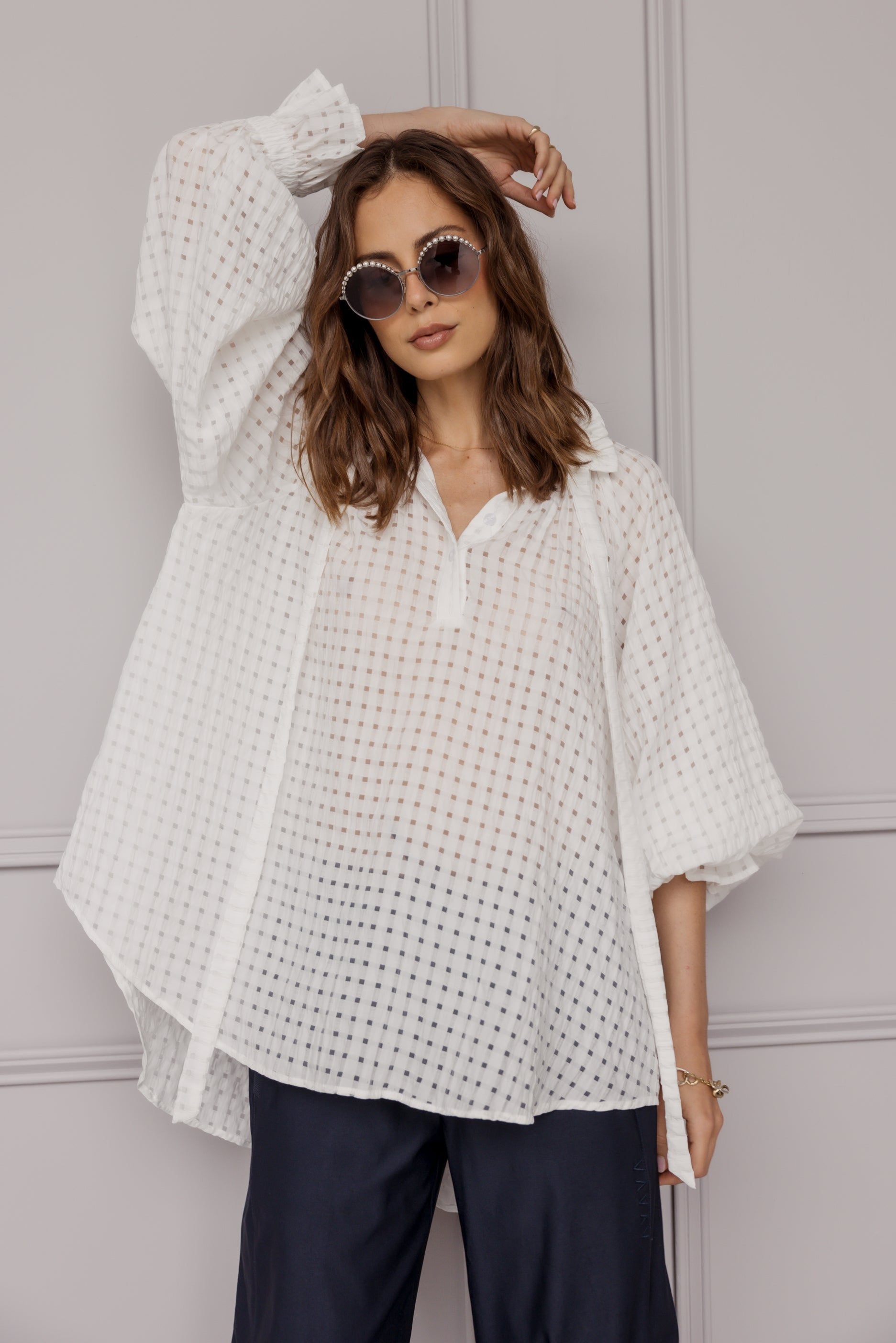DANILL Blouse Chequer White