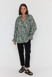 MEEKA Blouse Emerald Textured Print