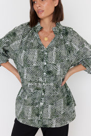 MEEKA Blouse Emerald Textured Print