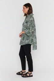MEEKA Blouse Emerald Textured Print