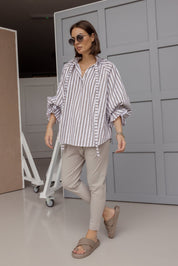 DANILL Blouse Taupe Stripe