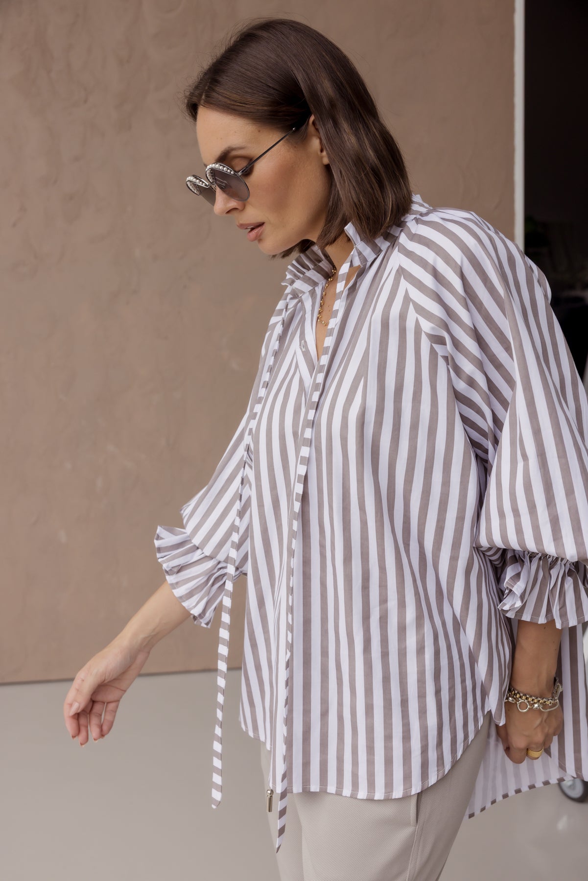 DANILL Blouse Taupe Stripe